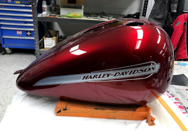 Candy red sidecar respray and paint repair